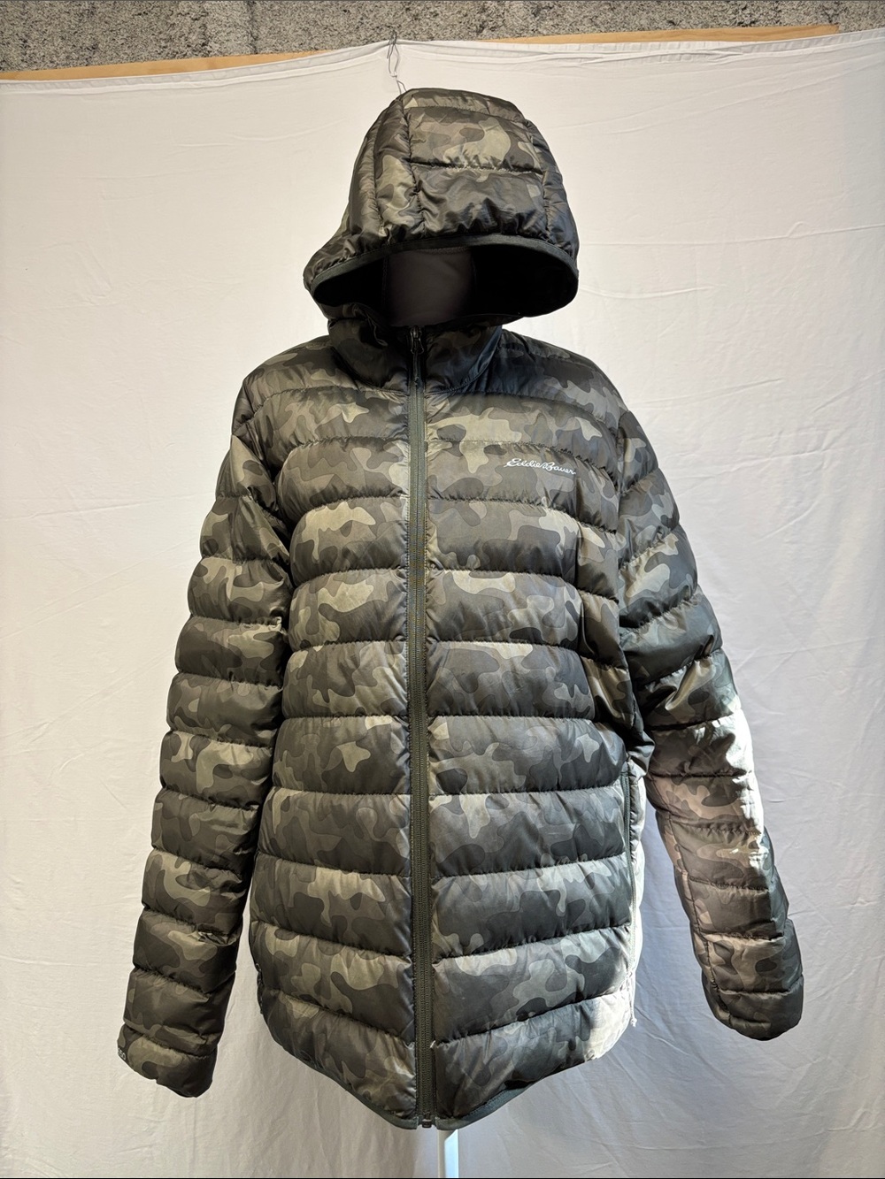Eddie Bauer Men's Hooded Camo Down Puffer Jacket